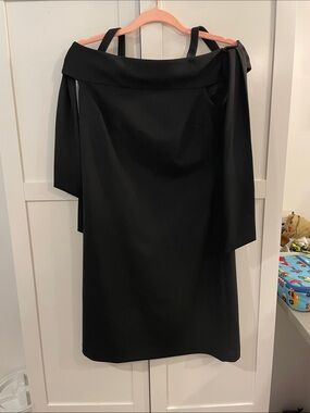 Donna Morgan Black Off-Shoulder Midi Skirt Dress